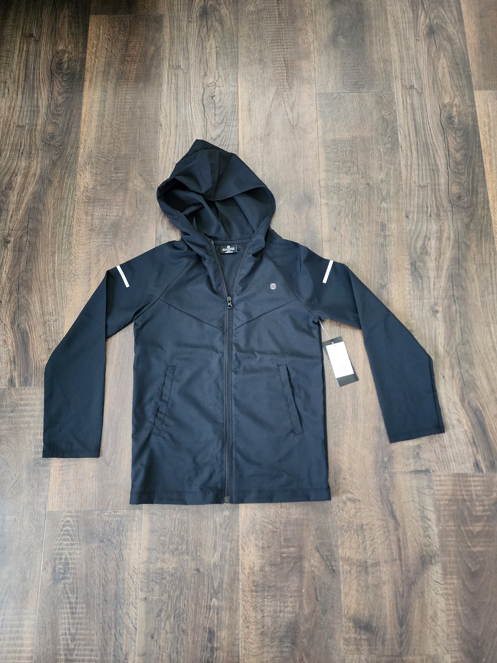 Balance Collection Black Hooded Zip-Up Jacket with Reflective Stripes
